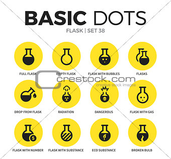 Flask flat icons vector set