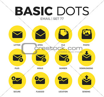 Email flat icons vector set