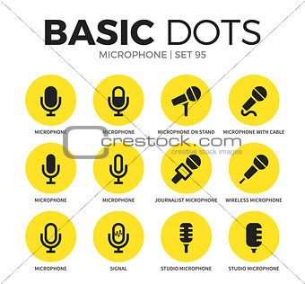 Microphone flat icons vector set