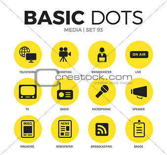 Media flat icons vector set