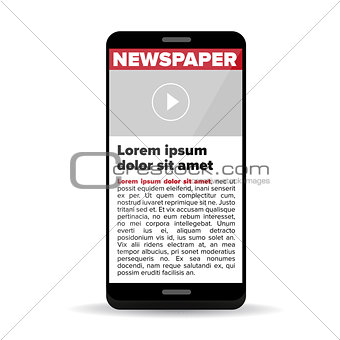 Newspaper on screen smartphone