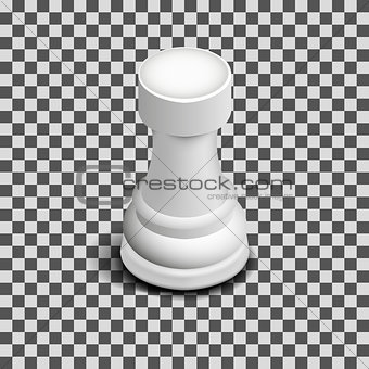 White chess piece rook isometric, vector illustration.