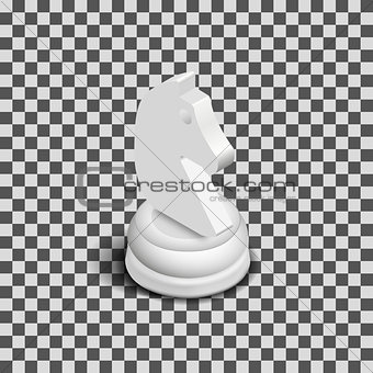 White knight chess piece isometric, vector illustration.