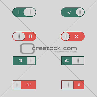 A set of buttons and switches, vector illustration.
