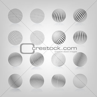 Sphere with halftone fill, vector illustration.