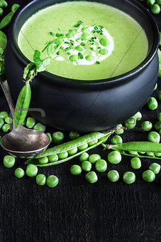 Green peas soup background