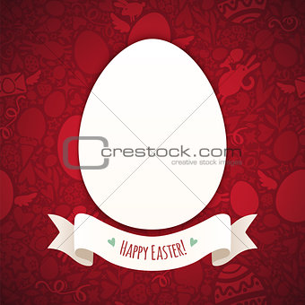 Red Happy Easter Poster With Egg