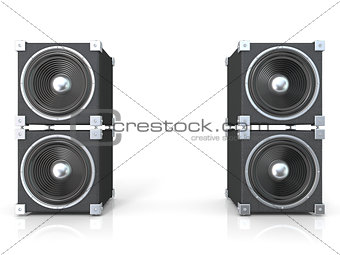 Two pairs of sound speakers. 3D