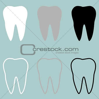 White grey black tooth icon.