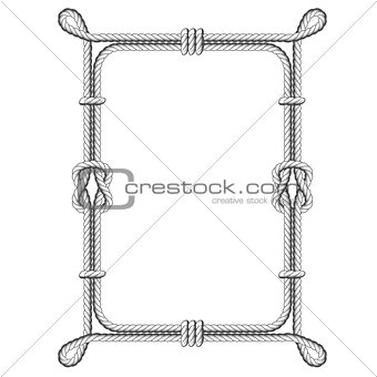 Twisted rope square frames with knots and loops