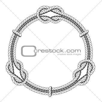 Twisted rope circle - round frame with knots 