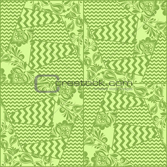 Greenery chevron, russian floral seamless pattern