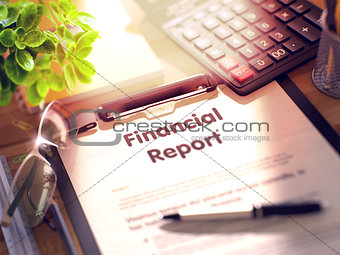 Financial Report on Clipboard. 3d.