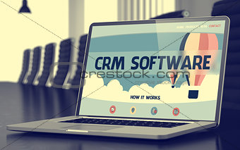 Crm Software - on Laptop Screen. Closeup. 3d.