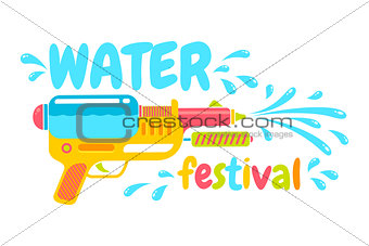 Logo for water festival with gun.