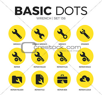 Wrench flat icons vector set