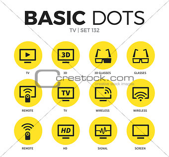 TV flat icons vector set