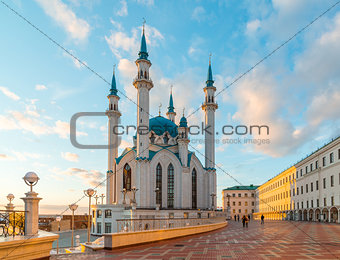 Kul-Sharif mosque in Kazan Kremlin in Tatarstan, Russia. At sunset