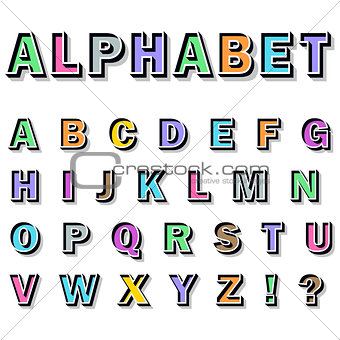 alphabet on white background.
