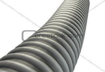 plastic ribbed hose isolated on white background 3d illustration