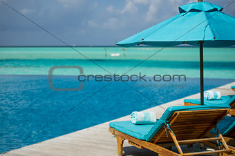 Chaise lounge in Maldivian resort