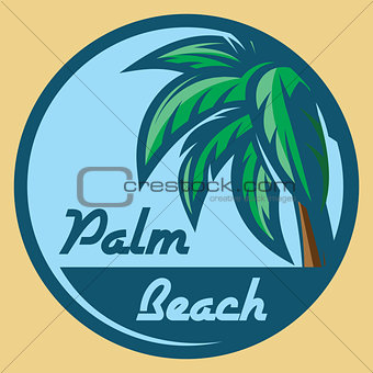 Template for logo on the theme of tourism with palm tree
