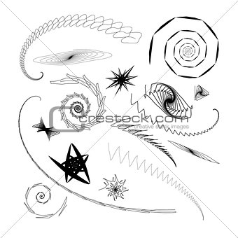 Graphical abstract a set of different swirls and stars