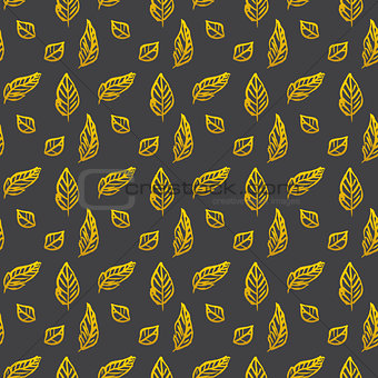 Leaf Brush Gold Seamless Pattern