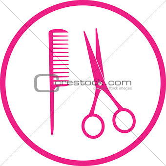 icon with scissors and comb