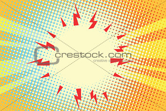 Electric sparks of energy pop art background