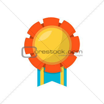 Label medal with ribbon