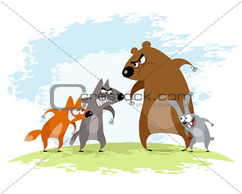 Four animals conflict