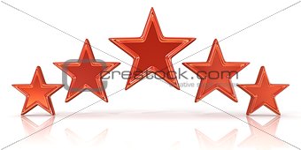 3D rendering of five red stars