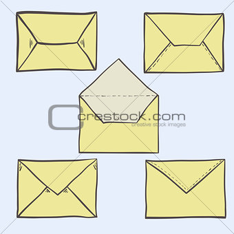 Set of cute hand drawn envelopes