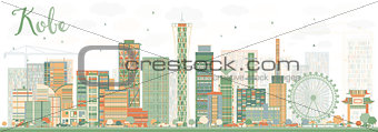 Abstract Kobe Skyline with Color Buildings.