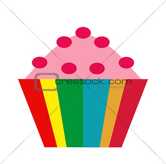 Colorful cupcake. icon flat, cartoon style. Muffins isolated on white background. Vector illustration, clip-art.