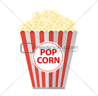 Popcorn. icon flat, cartoon style. Isolated on white background. Vector illustration, clip-art.
