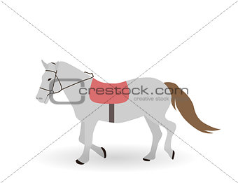 Gray horse on White Background. Vector Illustration.