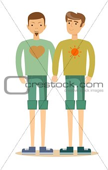 Gay couple with hand in hand