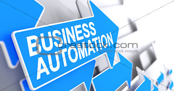 Business Automation - Message on Blue Arrow. 3D.