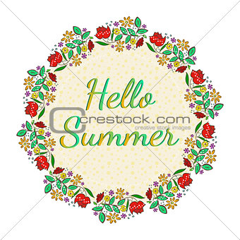 Beautiful floral card with Hello Summer text