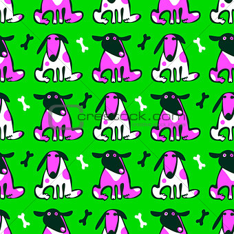 Seamless pattern: Dogs and bones. Vector background