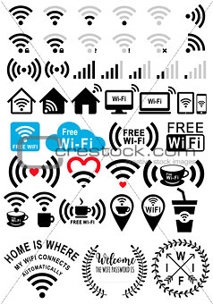 Wi-fi signs, vector set