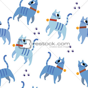 Blue cats pattern seamless
