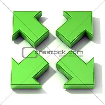 Green 3D arrows expanding. Top view