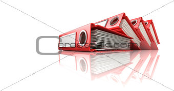 Red office binder folders. 3D