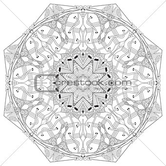 Mandala for coloring. Vector decorative zentangle object