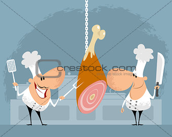 Two chefs in kitchen