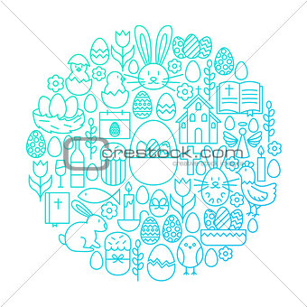 Easter Line Icon Circle Design
