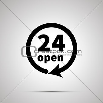 Twenty four open sign, simple black icon